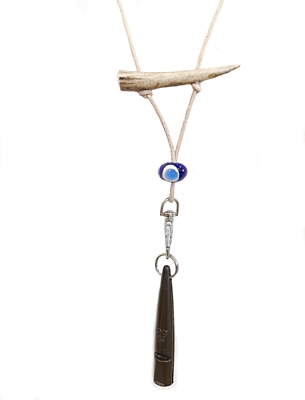 Bracco Originální řemínek na píšťalku z přírodních materiálů, ručně vinutá perla- keltský korálek, parůžek