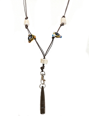 Bracco Original whistle strap made of natural materials, beads- magic eye, antlers