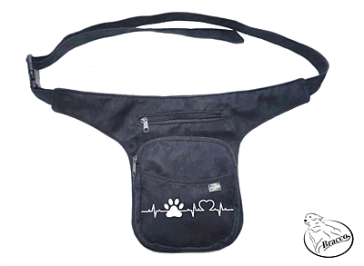 Bracco Hüften-Tasche, Gürtel Tasche-oder Umhängetasche - weiß, SINUS Pfote und Herz 