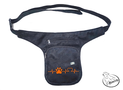 Bracco Hip Bag, waist bag or over shoulder bag - orange, SINUS paw and heart 
