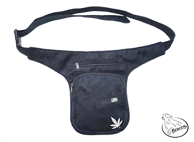Bracco Hip Bag, waist bag or over shoulder bag - white, cannabis leaf