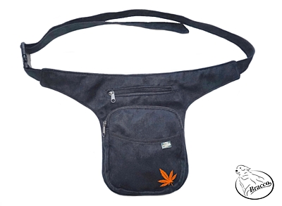 Bracco Hip Bag, waist bag or over shoulder bag - orange, cannabis leaf