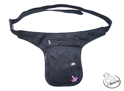 Bracco Hip Bag, waist bag or over shoulder bag - pink, cannabis leaf