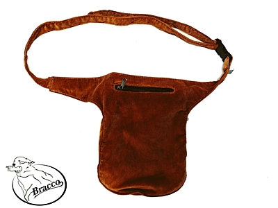 Bracco Hip Bag, waist bag or over shoulder bag, corduroy, brown, black heart with paw