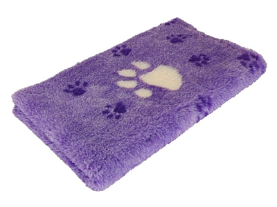 Blanket for the dog, Vetbed Premium quality 30 mm, lila - paw motif purple / white, various sizes