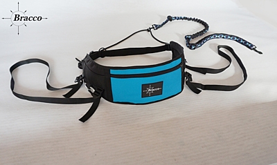 Bracco opasek na Dogtrekking, Canicross, Jogging, modrý- různé velikosti.