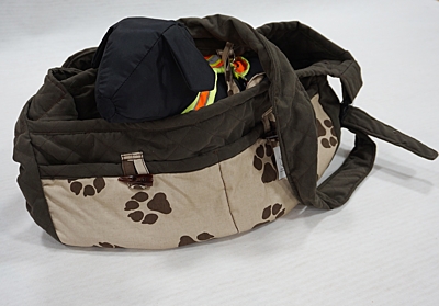 Dog bag, brown/ paws.