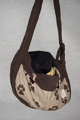 Dog bag, brown/ paws.
