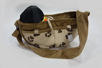Dog bag, light brown/ paws.