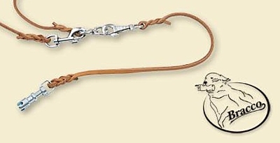 Bracco leather dog leash 6.0mm, part to dog with clamping carbine 80 cm, various collors